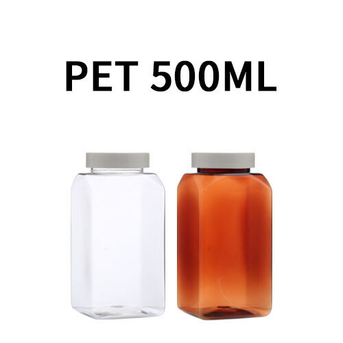 ボトル「多用途容器」シングルキャップ K500ml 四角 (192個)