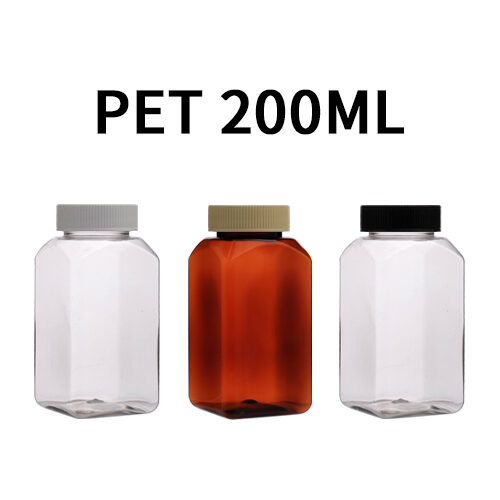 ボトル「多用途容器」一般キャップ K200ml 四角 (100個)