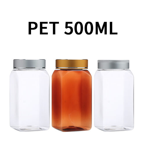 ボトル「多用途容器」金属キャップ K500ml 四角 (192個)
